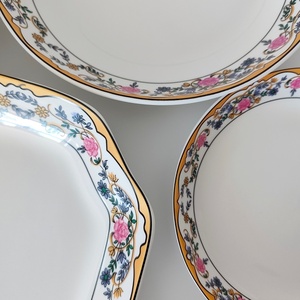 Juego de vajilla de cerámica con patrón floral exquisito con calcomanías elegantes, platos, cuencos, bandeja para servir para comedor, decoración del hogar y regalos - Product Image 3