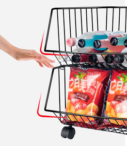 رف تخزين للمطبخ للخدمة الشاقة متعدد الطبقات معدني سلة فواكه خضروات منظم للمخزن رف أرضي للطاولة - Product Image 3