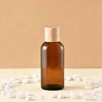 Bouteilles en verre ambré de luxe de 10 ml avec bouchons à vis en bois, taille de col de 28 mm, pour flacon d'huile essentielle avec couvercle en bambou et en bois