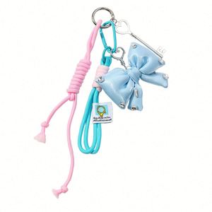 New Style Fresh Girls Wind Keyring Pure Hand-made DIY Bag Pendant Heart Bow Keychain for Gift - Product Image 1