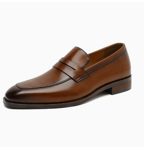 Men Genuine Leather Loafers Square Toe Chunky Heel Slip On Business Dress <b>Shoes</b> Handmade Comfortable EU 38 to 47 Large <b>Sizes</b> New - Product Image 1
