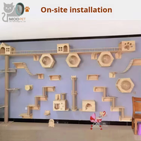 Structure murale pour chat en bois massif, plateforme de saut, griffoir, arbre à chat mural peu encombrant