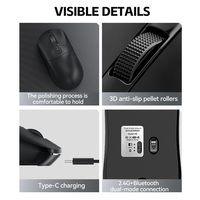Souris sans fil T-WOLF X8 double mode BT, souris de jeu rechargeable, souris de bureau 4800 DPI, souris sans fil avec autocollant antidérapant pour ordinateur portable