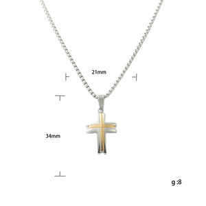Stainless Steel <b>Cross</b> Pendant Necklace Men's Geometric Design Punk Style 120105 - Product Image 5
