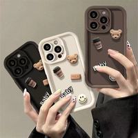 Coque de téléphone en Carton à motif 3D mignon housse de téléphone portable en TPU souple avec protection de la caméra pour IPhones 15 16 Pro Max