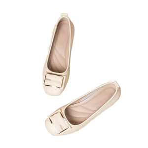 Nouvelles <span class=keywords><strong>ballerines</strong></span> décontractées pour le quotidien, automne 2025, style rétro français, bouche peu profonde, couleur <span class=keywords><strong>nude</strong></span>, dessus en PU, bride en X, à enfiler, respirantes, en cuir - Product Image 1