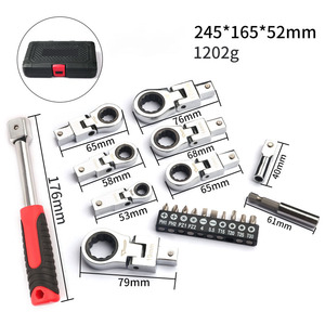 Juego de 8/9/20 piezas de Llave de trinquete de cabeza móvil desmontable, herramienta de llave de engranaje semiautomática para reparación de vehículos - Product Image 3