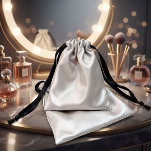 Bolsa de Satén Personalizada con Cordón, Bolsa de Seda Premium, Bolsa Portátil para Accesorios de Peluquería, Bolsa para Joyería - Product Image 1