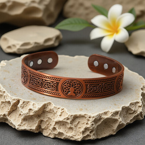 Bracelets magnétiques en cuivre pour soulager les douleurs articulaires, pour hommes et femmes, ensemble de bracelets plaqués en alliage de zinc de 25-35g, Y52085 - Product Image 2