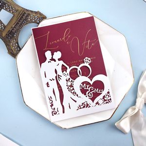 Invitation de mariage découpée au laser de luxe, bonne qualité d'impression, papier de luxe, <span class=keywords><strong>carte</strong></span> de vœux, <span class=keywords><strong>carte</strong></span> <span class=keywords><strong>cadeau</strong></span> de mariage - Product Image 1