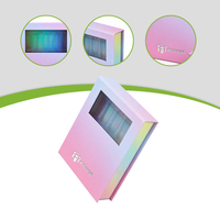 Boîte cosmétique magnétique à fenêtre holographique avec plateau en plastique, logo personnalisé, emballage rigide en carton pliable de luxe pour le maquillage