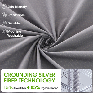 <span class=keywords><strong>Draps</strong></span> de lit de mise à la terre personnalisés à marque privée, protection EMF, 10% de fibres d'argent et 90% de coton biologique, antistatique, drap-<span class=keywords><strong>housse</strong></span> - Product Image 3