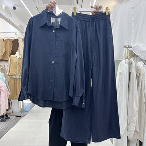 <span class=keywords><strong>Completo</strong></span> Casual Estivo Primaverile in Cotone e <span class=keywords><strong>Lino</strong></span>, Set 2 Pezzi da <span class=keywords><strong>Donna</strong></span> con Colletto Rovesciato, Maniche Lunghe, Camicia Morbida e Vestibilità Comoda, Pantaloni a Gamba Larga - Product Image 2