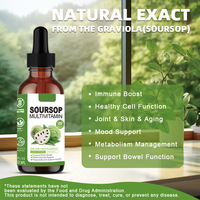 En stock : Gouttes liquides multivitaminées au graviola avec extrait de graviola pour la santé intestinale, le soutien de l'humeur et la fonction musculaire et osseuse, 2 fl oz