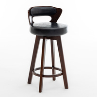 Chaise de bar pivotante en cuir et bois massif, design moderne et élégant, idéale pour la maison, l'hôtel, la salle à manger, l'école et les zones bar – Offre spéciale