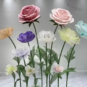 Conjunto de flores artificiais para decoração de casamento, adereços de palco, flores gigantes personalizáveis, flores artificiais para decoração de palco, foto