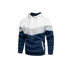Wholesale Sky Men's 300 GSM Cotton <b>Fleece</b> Hoodie Solid Color Pull-Over Embroidered Sports <b>Jacket</b> with Hood for Autumn Season - Product Image 2
