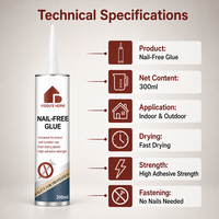 Adhésif structurel acétique sans clou FEIDU'S HOME, mastic à séchage rapide pour la décoration intérieure, 300 ml