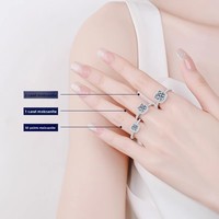 Bague Cube en Argent Sterling S925 et Moissanite pour Femme, Style Niche Haut de Gamme Luxe Léger, Plaqué Platine Épais, pour l'Exportation