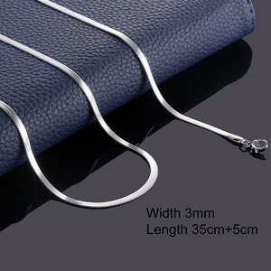 Collar plano de acero inoxidable de 3 mm, cadena de serpiente impermeable, regalo de joyería para hombres y mujeres - Product Image 4