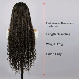 Peluca de trenza triple para mujer, conjunto de <span class=keywords><strong>cabeza</strong></span> trenzada de encaje completo frontal de encaje transparente, rastas de pelo de ganchillo de fibra química, opción colorida - Product Image 3