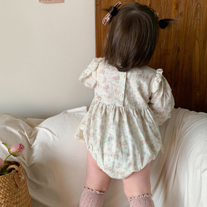 2025 nuova personalizzazione piccola manica lunga floreale vestito neonato bambino ragazze vestiti per 1-12 mesi ragazza - Product Image 6