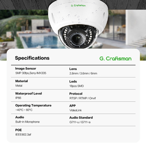Cámara CCTV IP POE IK10 para exteriores, gran angular de <span class=keywords><strong>2</strong></span>,8mm, 5MP, mm, con micrófono de <span class=keywords><strong>audio</strong></span> de visión nocturna de 100 pies - Product Image 2