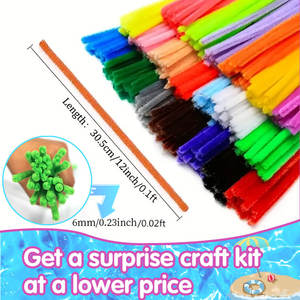 New Color Thick Twist Bar Pipe Cleaners para Artesanato Manual Chenille Hastes Artesanato Engrossar Pipe Cleaners DIY Fuzzy Wire Pipe Cleaner - Product Image 3