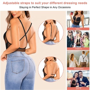 Body gainant pour femme, effet ventre plat, <span class=keywords><strong>dos</strong></span> nu, décolleté <span class=keywords><strong>plongeant</strong></span> en U, soutien-gorge intégré, corset amincissant - Product Image 4