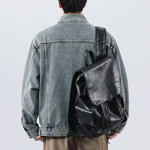 OEM Maßgeschneiderte Jeansjacke für Herren, Helle Waschung, Reißverschluss, Stehkragen, Praktische Pattentaschen, Relaxed Fit, Streetwear Oberbekleidung - Product Image 4