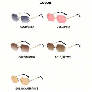 Gafas de Sol de Moda con Logotipo Personalizado, Gafas de Sol Poligonales sin Montura para Hombre, Corte de Diamante, Montura Pequeña Cuadrada, Gafas de Sol para Hombre y Mujer - Product Image 6