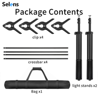 Kit de support de fond photo portable Selens 10x10 pieds avec pinces et sac de transport