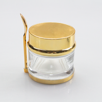 Pot en verre transparent personnalisé de 30g, 50g, 80g, luxe, doré, pour crème pour les yeux, masque cosmétique, emballage de soins de la peau, avec couvercle en plastique et cuillère