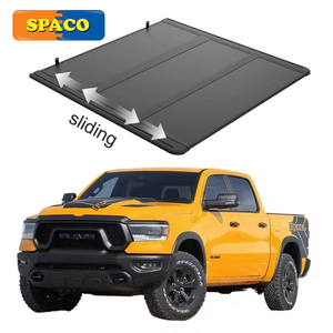 Cubierta rígida deslizante plegable de tres partes SPACOAUTO para caja de camioneta Ford F-150 de 5.5 pies, Lightning, Ranger, Wildtrak 2018, <span class=keywords><strong>2023</strong></span>, 2026 - Product Image 1
