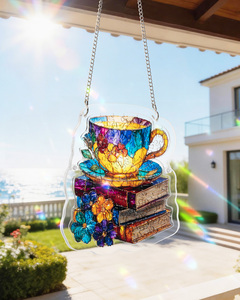 Atrapasueños Acrílico con Diseño de Taza de Té Radiant Bloom - Decoración para Ventana Estilo Vidrio Emplomado, Kit de Montaje DIY para Decoración del Hogar - Product Image 5