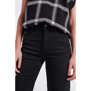 Jeans cropped a gamba larga in nero - Product Image 5