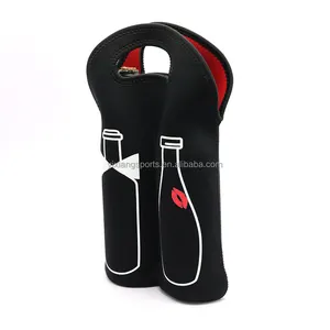 Custom Blank Thermal Shock Proof Neoprene Wine Sleeve Champagne Glass Bottle Cooler with Handle