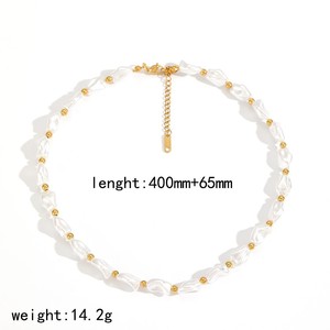 Pearl Necklace And <b>Bracelet</b> <b>Set</b> For Women Imitation Pearl Clavicle Chain Party Jewelry <b>Set</b> With Gold Tone Hardware - Product Image 5