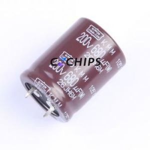 EKMM201VSN681MQ35S Snap-in Aluminum Electrolytic Capacitor Through hole Component THT,D25.4xL35mm 680uF 20% 200V 10mm - Product Image 1