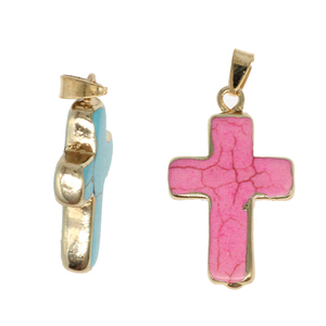 Ciondolo <span class=keywords><strong>turchese</strong></span> <span class=keywords><strong>naturale</strong></span> con <span class=keywords><strong>ciondoli</strong></span> incrociati in ottone placcato oro eleganti accessori per gioielli - Product Image 3