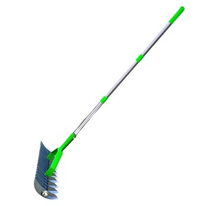 New Stainless Steel Lawn Dry Grass Leaf Rake Soil Turner Green Orange Garden <b>Tool</b> with Wheels Extension Pole <b>for</b> Garden Supplies - Product Image 1