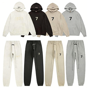 Prêt à <span class=keywords><strong>acheter</strong></span> : Ensemble de survêtement essentiel pour homme, style streetwear, en coton 100% avec capuche doublée, modèle 1977 de haute qualité - Product Image 1