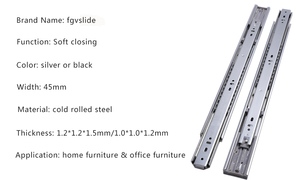 Nhà Cung Cấp Đồ Nội Thất Phần Cứng Thanh Trượt Ngăn Kéo Đóng Mềm Mở Rộng Hoàn Toàn 45Mm Thanh Trượt Ổ Bi Thanh Trượt Ngăn Kéo - Product Image 2