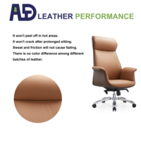 Chaise de bureau exécutive ergonomique en cuir, dossier haut, pivotante, avec accoudoirs rembourrés, inclinable, base chromée