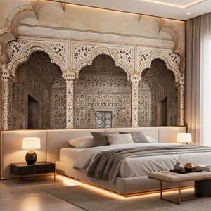 <span class=keywords><strong>Papier</strong></span> <span class=keywords><strong>peint</strong></span> architectural amovible imperméable à l'eau à motifs de pierre indienne Décoration murale de temple à domicile 3D Arches du fort d'Agra <span class=keywords><strong>Papier</strong></span> <span class=keywords><strong>peint</strong></span> mural - Product Image 3