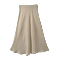 Jupe mi-longue en satin pour femme, coupe trapèze, haute glisse, formelle, OEM, fabrication en Chine, vente en gros, fabricant, mode 2025, semi-formelle