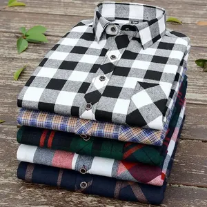 Custom Men's Plaid Shirts Casual Long-sleeved Fashion Shirt Brushed Spring And Autumn Daily Cardigan Wholesale