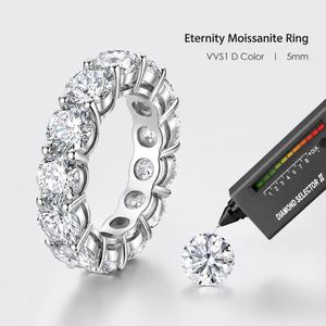 Hot Sale Classic 5mm 0.5CT 925 Sterling <b>Silver</b> Personalized Hip Hop Certified Moissanite <b>Eternity</b> Band Tennis <b>Ring</b> for Women - Product Image 2