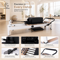 Reformer de Pilates Commercial en Alliage d'Aluminium, Cadre Blanc, Équipement de Fitness pour Studio