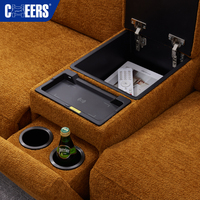 MANWAH CHEERS Ensemble de salon moderne 2+2+1 places, canapé inclinable électrique en tissu de luxe, sans mur, extensible, avec recharge sans fil